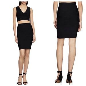 BCBGMAXAZRIA Alexa Bandage Black Midi Skirt